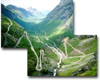 The Trollstigs road as seen from the lookout point